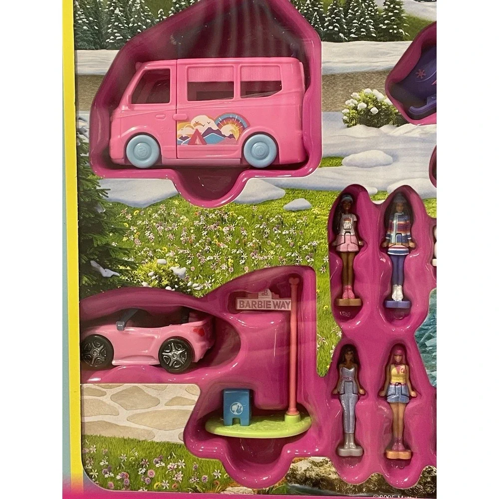 NEW Mini BarbieLand Barbie Convertible DreamCamper Snowmobile & Kayak Playset